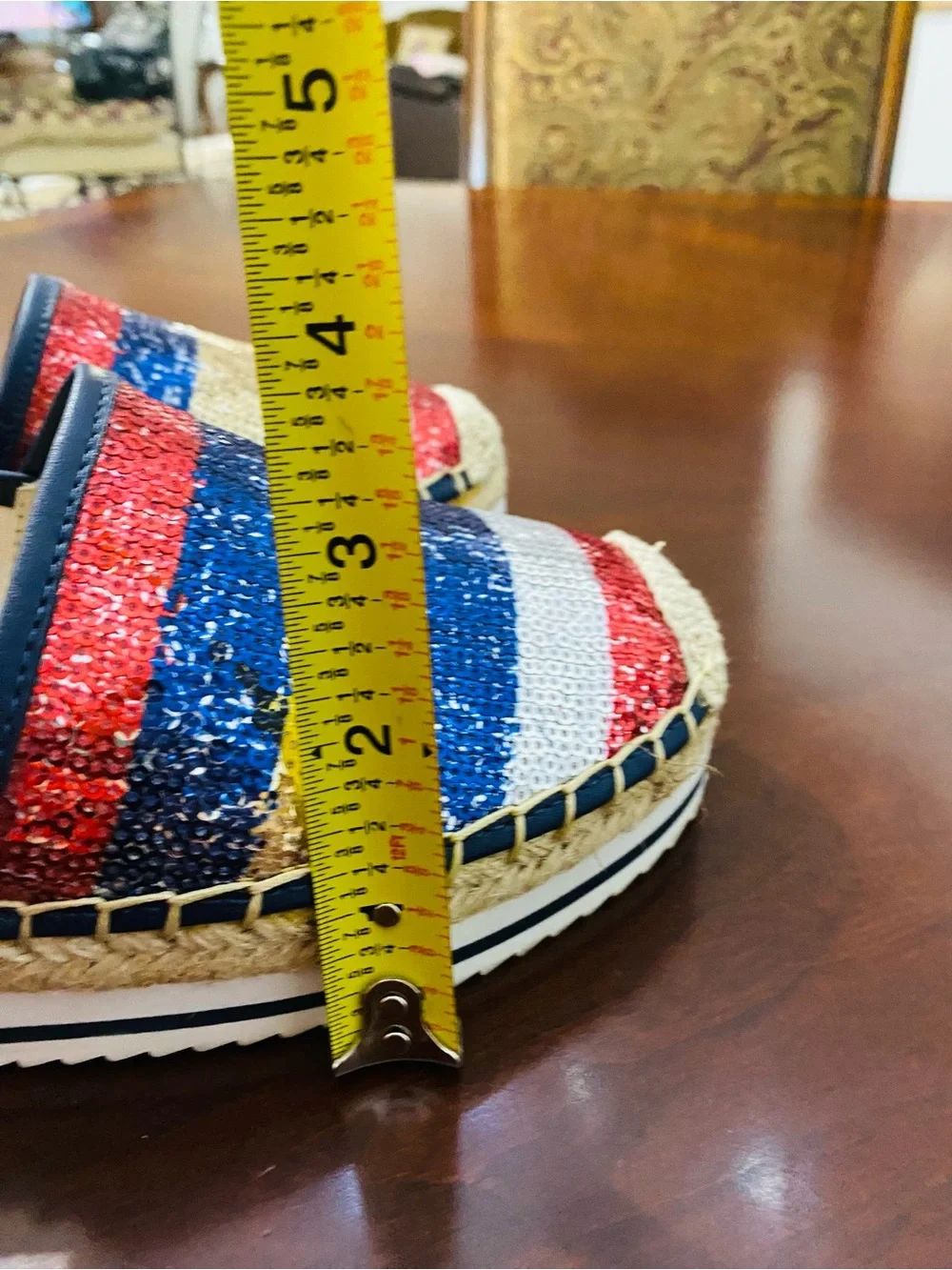 Tommy Hilfiger Red Blue Gold Cream Sequin Espadrilles